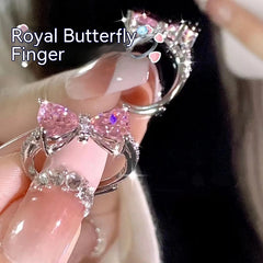 Princess Sparkle Pink Bow Zircon Ring