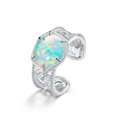 Opal Geometric Sterling Silver Ring