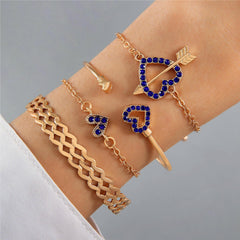 4-Piece Blue Flower & Butterfly Rhinestone Bracelet Collection