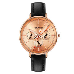 Retro Chic Six-Pin Leather Women's Quartz Watch