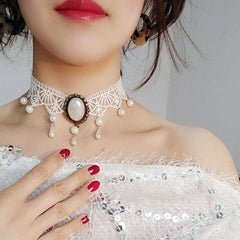 Custom Crystal Lace Bone Pendant Necklace