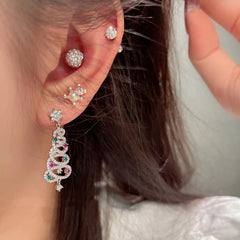 Sparkle Tree Zircon Tassel Earrings