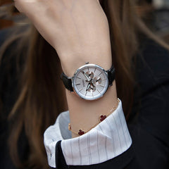 Retro Chic Six-Pin Leather Women's Quartz Watch