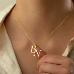 Gold Script Personalized Letter Pendant Necklace