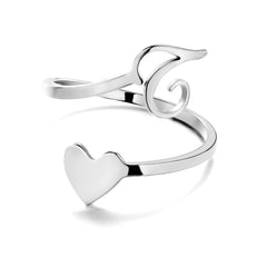Love Script Adjustable Heart Ring
