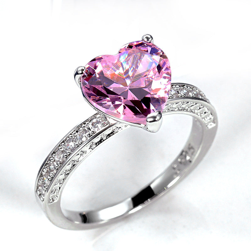 Radiant Heart AAA Zircon Inlaid Ring