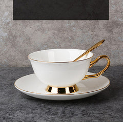 Bone China Gold-Painted Coffee Cup & Saucer for Afternoon Tea