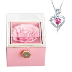 Rose Charm Jewelry Box & Necklace Set