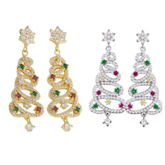 Sparkle Tree Zircon Tassel Earrings