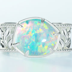 Opal Geometric Sterling Silver Ring