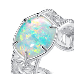 Opal Geometric Sterling Silver Ring